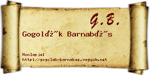 Gogolák Barnabás névjegykártya